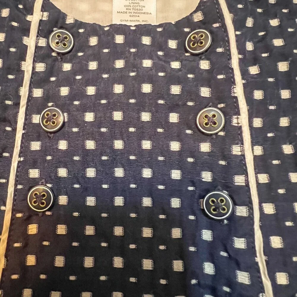 Janie and Jack Navy Dot Check Drop Waist Bow English Dress Size 2T